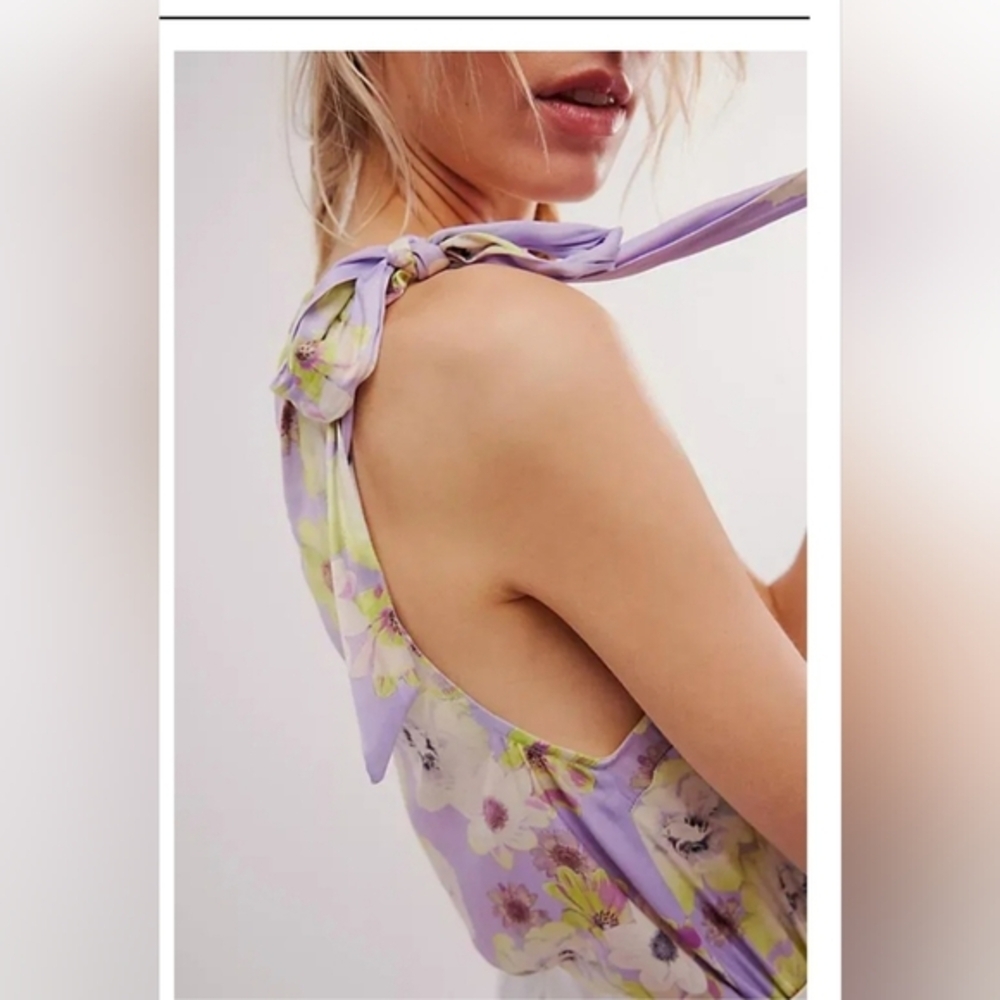 FREE PEOPLE Intimately‎ free soft Flutter one shoulder neck tie halter Bodysuit
